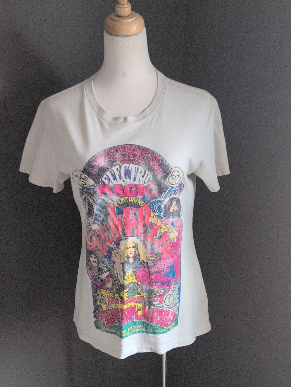 LED Zeppelin Light Tan Short-Sleeve Graphic Band Tee with Multicolor Print